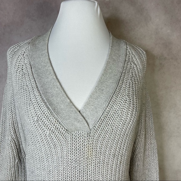 Apiece Apart Astro V Neck Knit Sweater Balloon Sleeves In Gray Marl Size XS - Picture 4 of 16